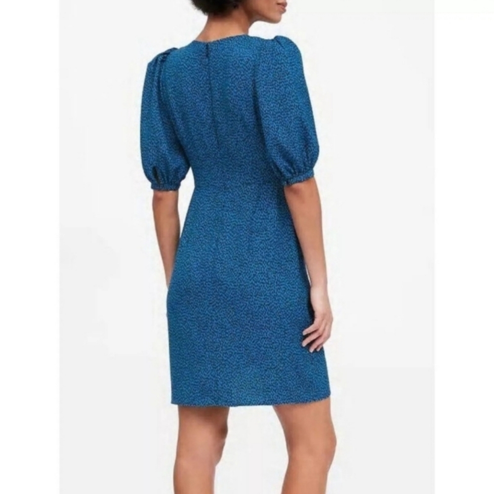 Banana Republic Blue Sheath Dress with Puff Sleeves Size 2